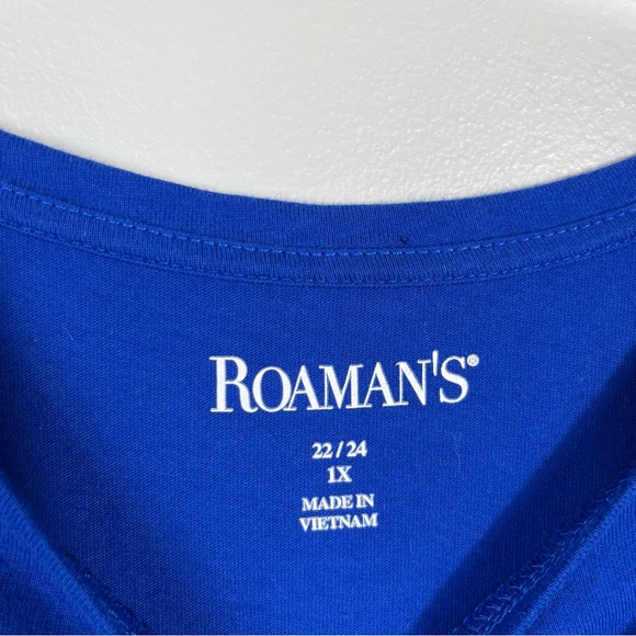 Roamans Women’s Plus Size Royal Blue Twist Cutout Short Sleeve Top 22/24 1X - Picture 4 of 4